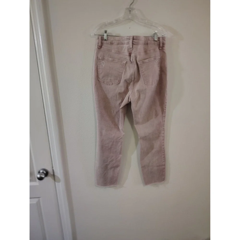 LC Lauren Conrad Skinny Ankle Jeans 12 Pink Distressed Raw Hem Mid Rise Pants